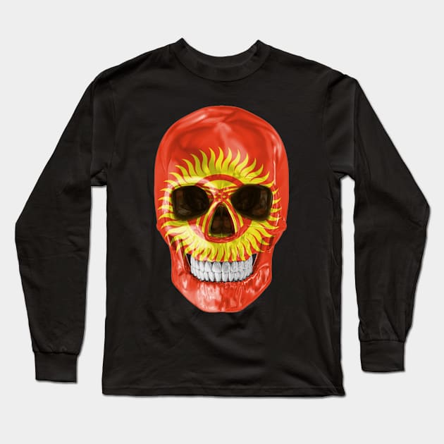 Kyrgyzstan Flag Skull - Gift for Kyrgyzstani With Roots From Kyrgyzstan Long Sleeve T-Shirt by Country Flags